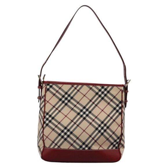 BURBERRY Nova Check Blue Label Shoulder Bag Canvas Beige Auth BD954 - Picture 3 of 16